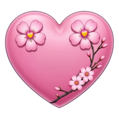heart with sakura and a silver outline sticker