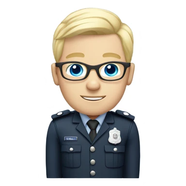 British policeman with blue eyes and blonde and glasses hair sticker