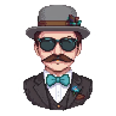 hat, sunglasses, moustache, and bowtie sticker