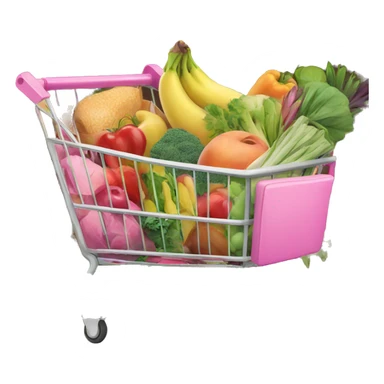 pink shopping cart full of healthy foods sticker