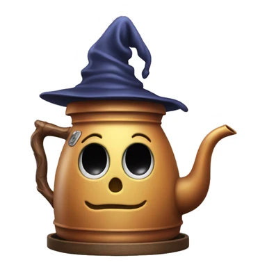 kettle with a wizard hat sticker