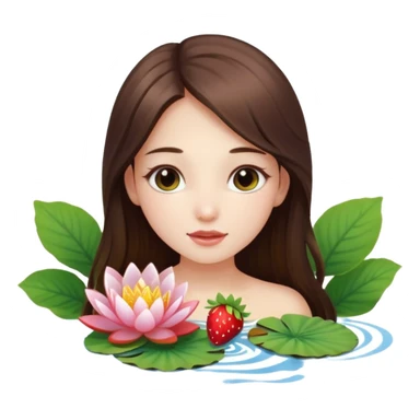 a beautiful girl mix with nenuphar and watel lili and  Strawberries  being born sticker