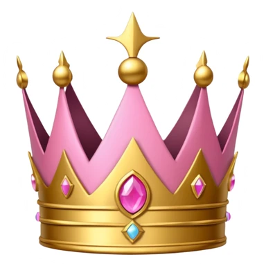 A luxurious golden crown with pink accents and elegant details, featuring a prominent empty space or cutout in the center cause I will write there sticker