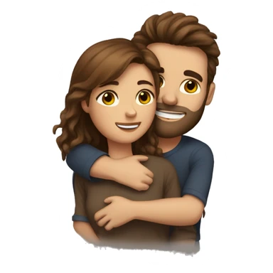 A beautiful brown-haired girl with a hairy brown-haired man hugging sticker