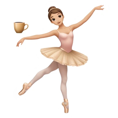 Coffee cup with steam wearing ballet slippers and performing an arabesque pose sticker