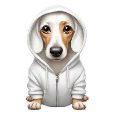 White dachshund in hoodie sticker
