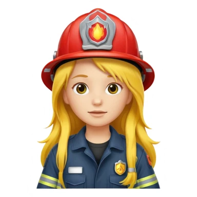 girl fireman with long yellow hair sticker