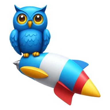 Blue owl with rocket sticker