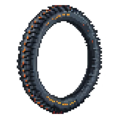 enduro motorcycle tires, pixel art style, simple tread sticker