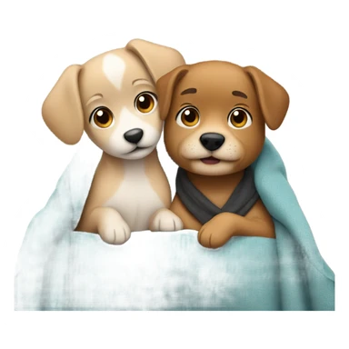 couple sitting on sofa with blanket and two small dogs sticker