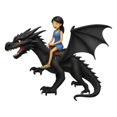 Black Dragon with girl riding it  sticker