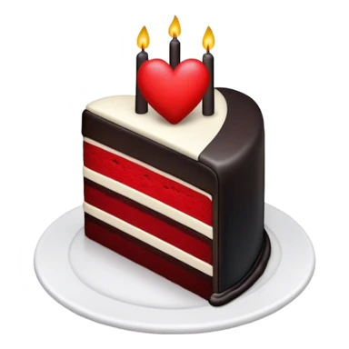 Half black half red heart birthday cake sticker