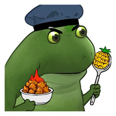 General tso chicken inside of half a cut open hollow pineapple  sticker