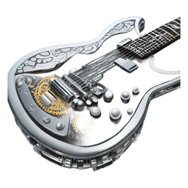 scifi mechanical guitar sticker