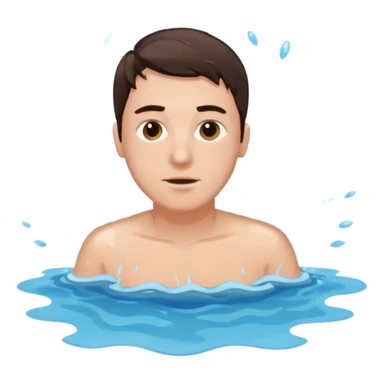 clothed brunette Man drowning in large pool of water with splashes   sticker