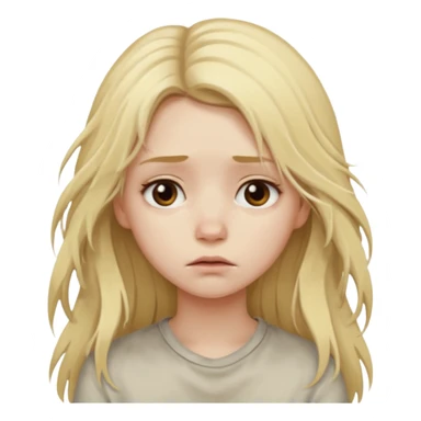 blonde girl, with long messy hair, and sad look sticker