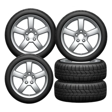 Emoji icon of a set of custom alloy wheels stacked together sticker