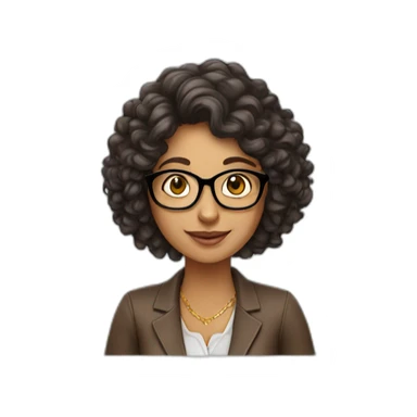 A curly indian lady with dark brown hair learning about uses glasses mortgages on a laptop sticker