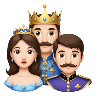 Brunette princess and prince with mustache  sticker