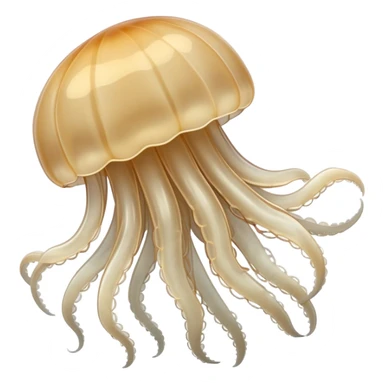 white beige jellyfish with translucent body and flowing tentacles sticker