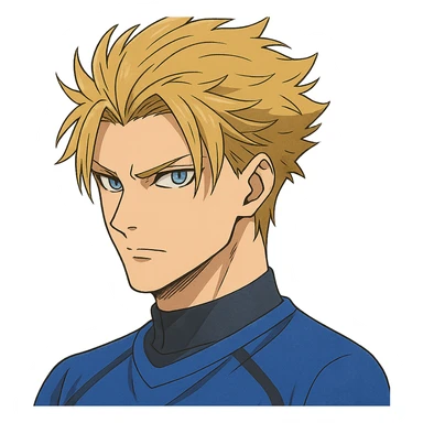 Kaiser from Blue Lock, anime style, detailed hair and sharp eyes sticker
