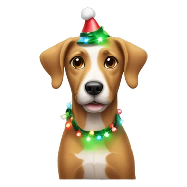 Dog wearing Christmas lights  sticker