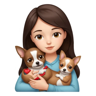 dreamy brunette girl cuddling a chihuahua sticker