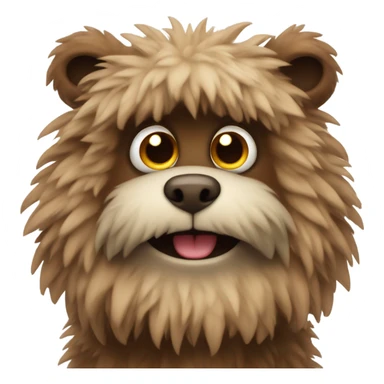 cute fluffy brown monster with round ears  sticker