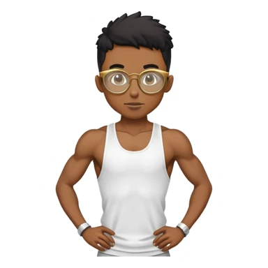 skinny black boy athlete in stringer with gold glasses sticker
