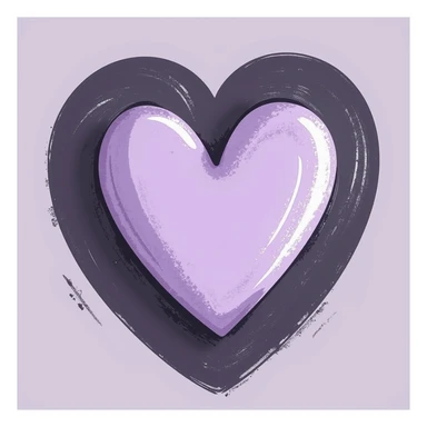 hand-drawn chalk-style love emoji, soft lilac color palette, rough doodle-like texture, pastel chalk on dark surface, aesthetic and emotional style for Telegram channel sticker