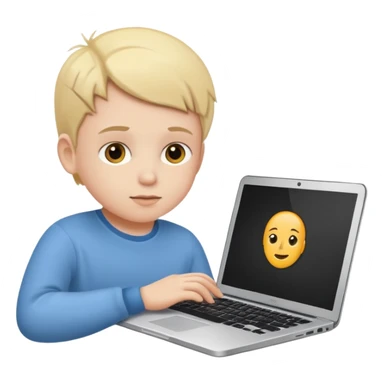 a white child programs on a laptop sticker