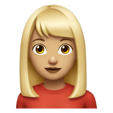 blonde girl with bangs and a red vertical line tattoo on her wrist sticker