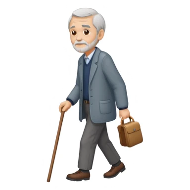 Old man walking with a cane sticker