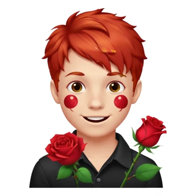 red glitter naughty-looking boy with a rose in his mouth sticker