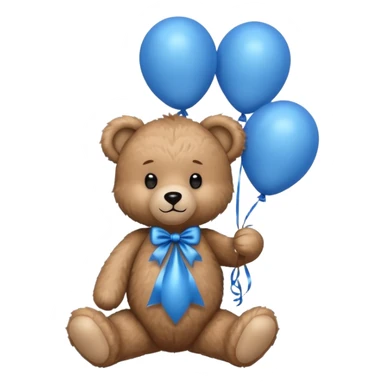 teddy bear holding balloons, birthday, cute, fluffy, semi-realistic sticker