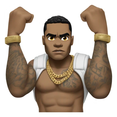 kevin gates looking mean while flexing his bicep sticker