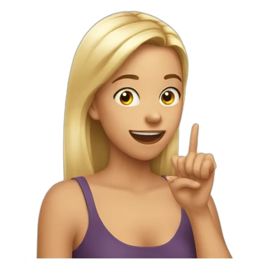 Girl biting own finger with smirk sticker