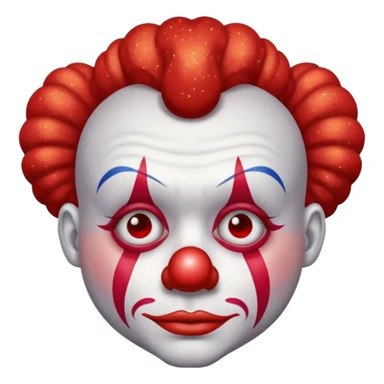 red glitter clown with the sad facial expression sticker