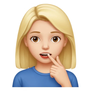 Girl who is putting her finger between her teeth sticker