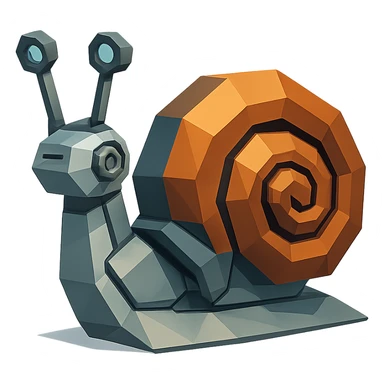 low-poly polygonal style robot snail sticker