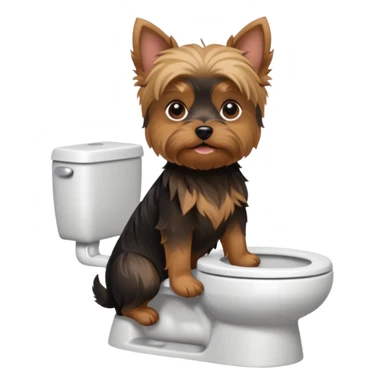 Yorkshire terrier na privada sentado fazer poop sticker
