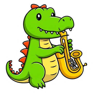 crocodile playing a bombardino euphonium sticker