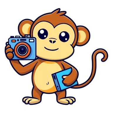 Monkey taking a photo sticker