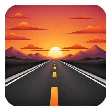 road with sunset sticker