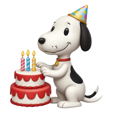 Snoopy with a birthday cake sticker