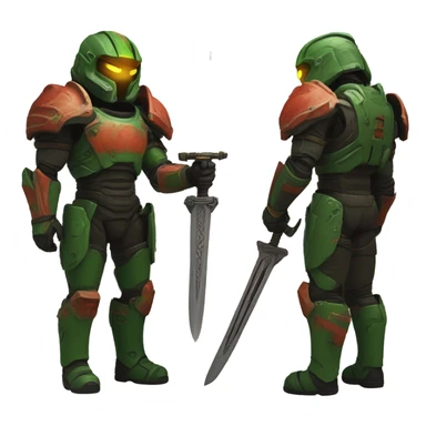 doom slayer with sword sticker