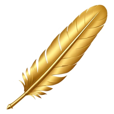 3D perspective Premium golden writing feather sticker