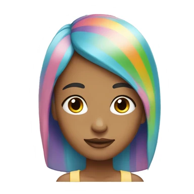 Gen X girl with long straight pastel rainbow hair sticker