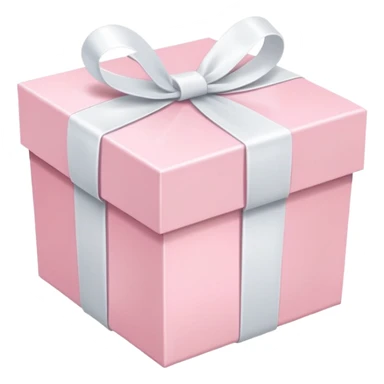 pastel pink gift box with white ribbon, soft pink color sticker