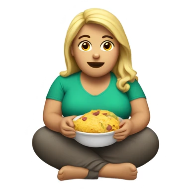 Slightly fat mexican woman eating with Blond hair  sticker